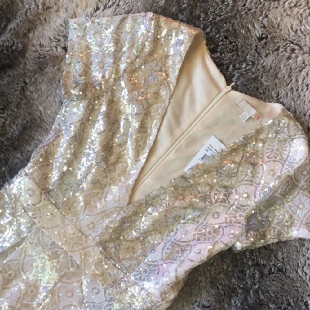 NWT SEQUIN ROMPER IVORY/WHITE